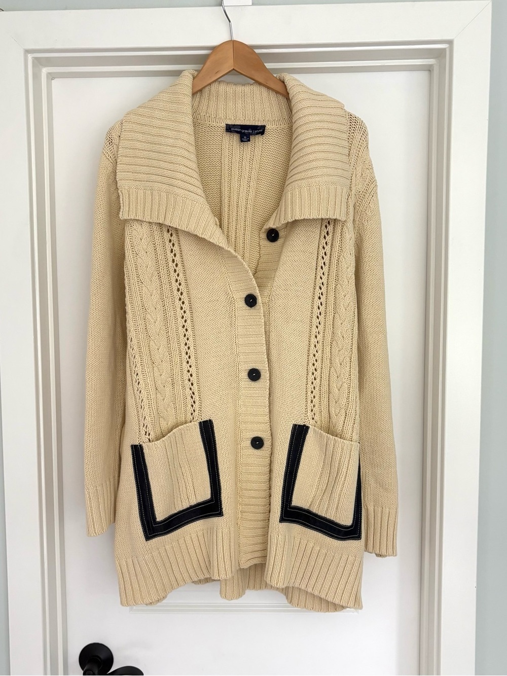 Susan Graver Cable Knit Long Cardigan XL
